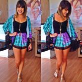 CONJUNTO KIMONO FRANJA + SHORTINHO COM DETALHE EM RENDA