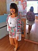 CONJUNTO KIMONO FRANJA + SHORTINHO COM DETALHE EM RENDA