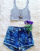 CROPPED NAVY MALHA - LISTRADINHO