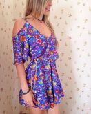 VESTIDO LA BELLA - FUNDO AZUL ESTMPA FLORES